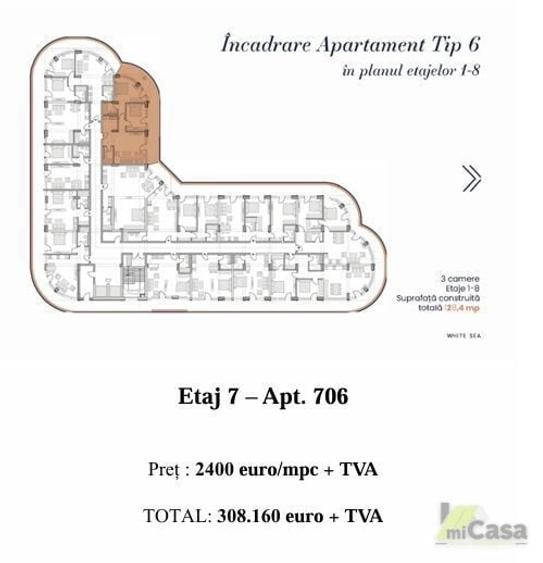 Apartament cu 3 camere în Central