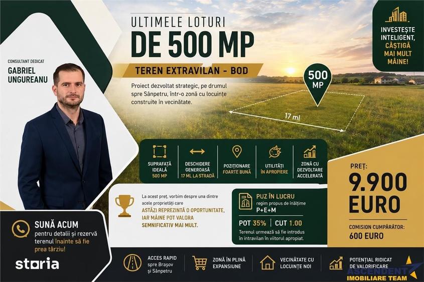 Teren intre Sanpetru si Bod, parcela de 500 mp - 1