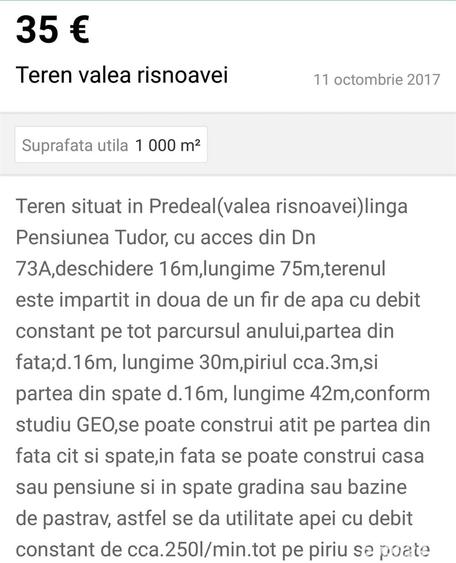 Teren de 1000 mp, în Central