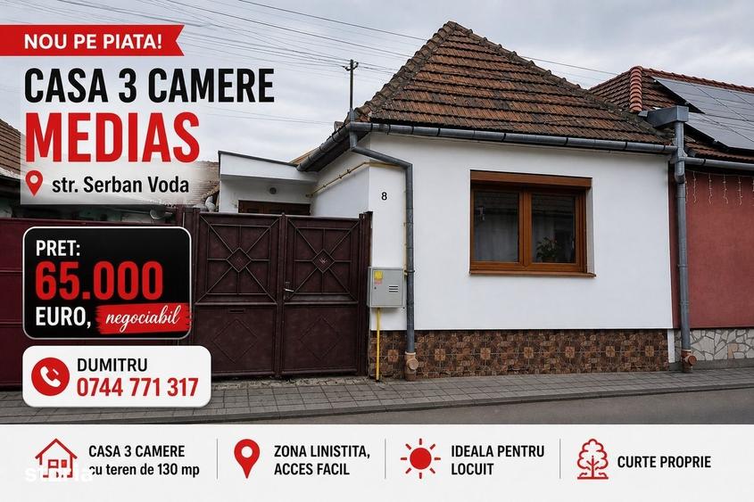 Casă cu 3 camere cu Teren 130 Mp în Central