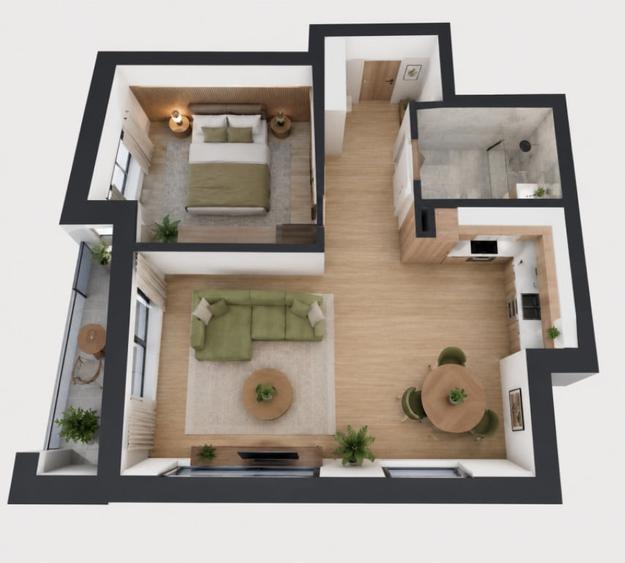 Apartament 2 camere 58.42 mp Cluj zona Centrala bloc NZEB - 2