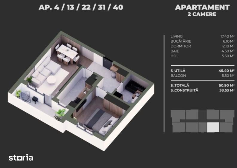 Apartament cu 2 camere decomandat în Central