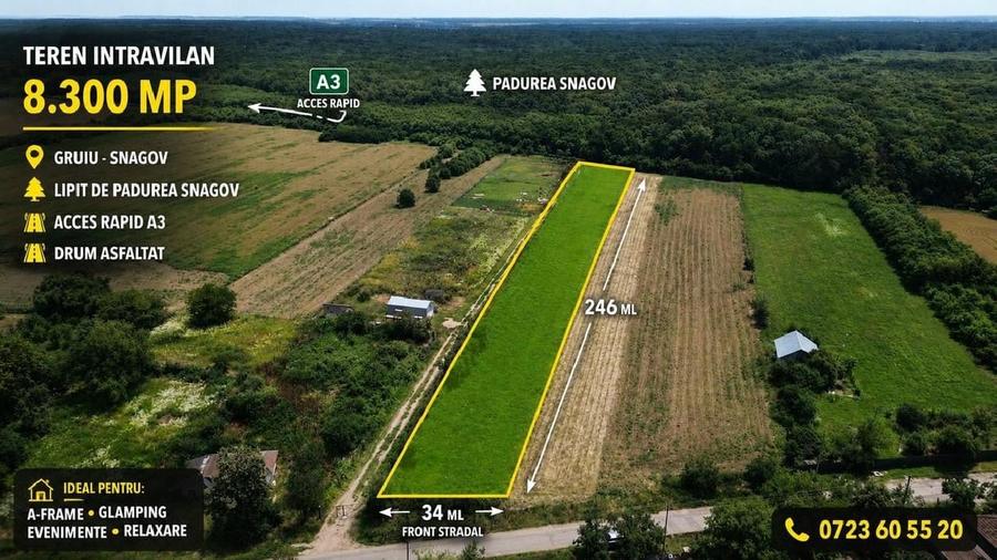 Teren Construcții intravilan de 8300 mp, în Snagov