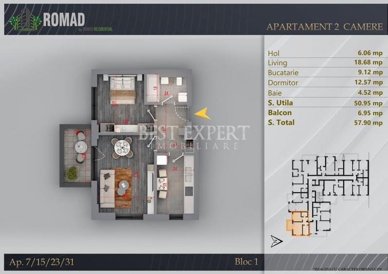 Apartament cu 2 camere decomandat în Theodor Pallady