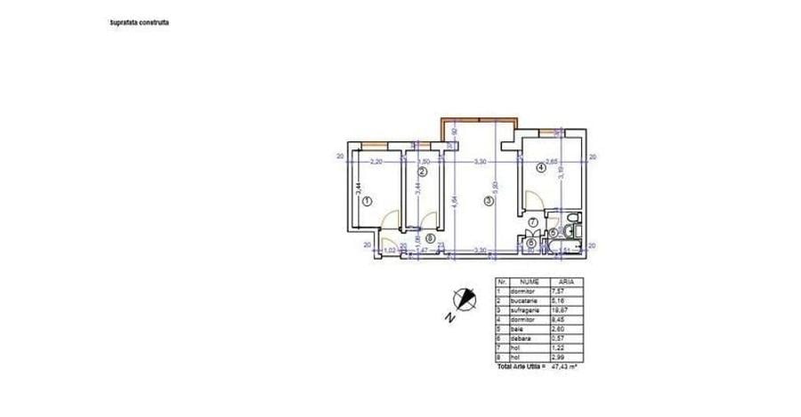Apartament cu 3 camere în Kogălniceanu
