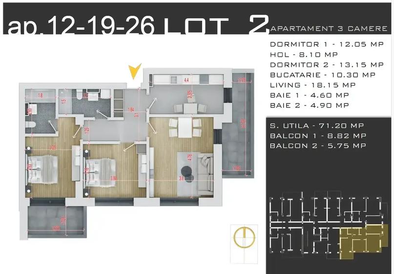 Apartament cu 3 camere decomandat în Theodor Pallady