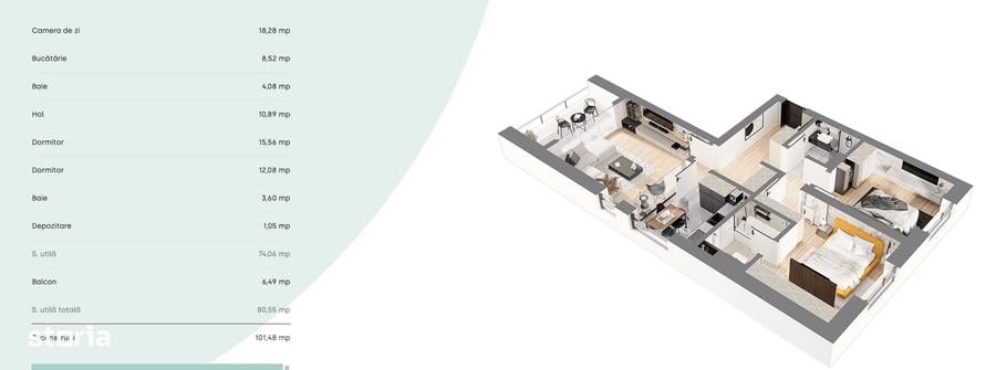 Apartament cu 3 camere decomandat în Bucureștii Noi