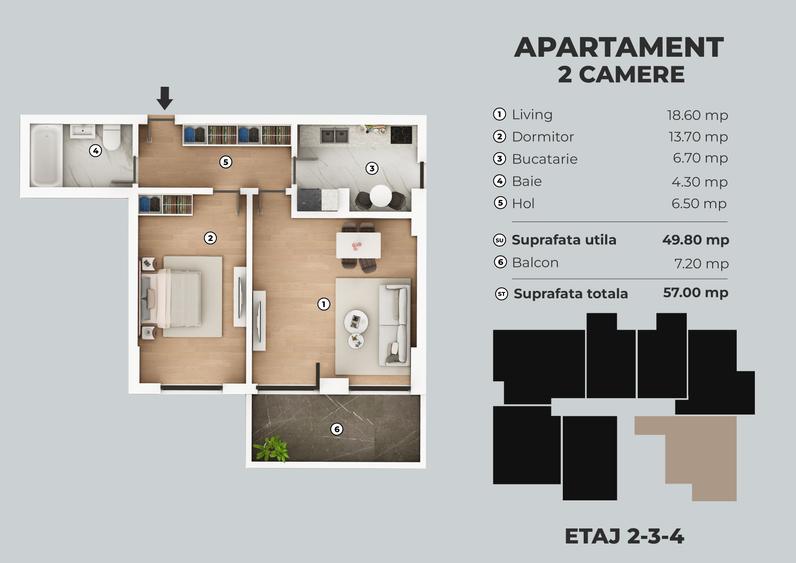 Apartament 2 camere decomandat, bloc gata septembrie, Brancoveanu Postalionului - 3
