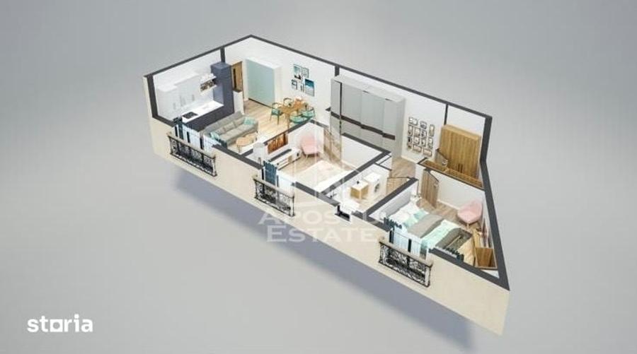 Apartament cu 3 camere în Plopi