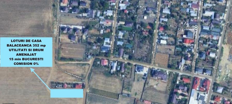 Teren Construcții intravilan de 352 mp, în Bălăceanca