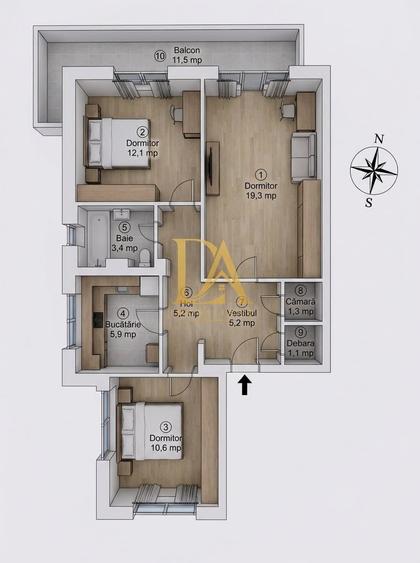 Apartament cu 3 camere decomandat în Titulescu