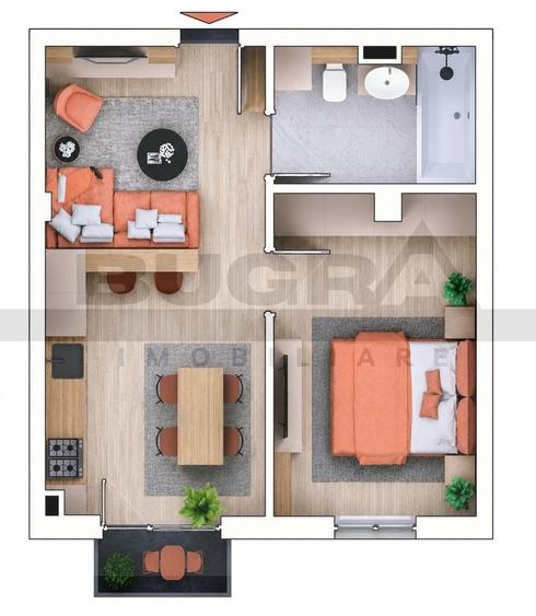 Apartament cu 2 camere în Apahida