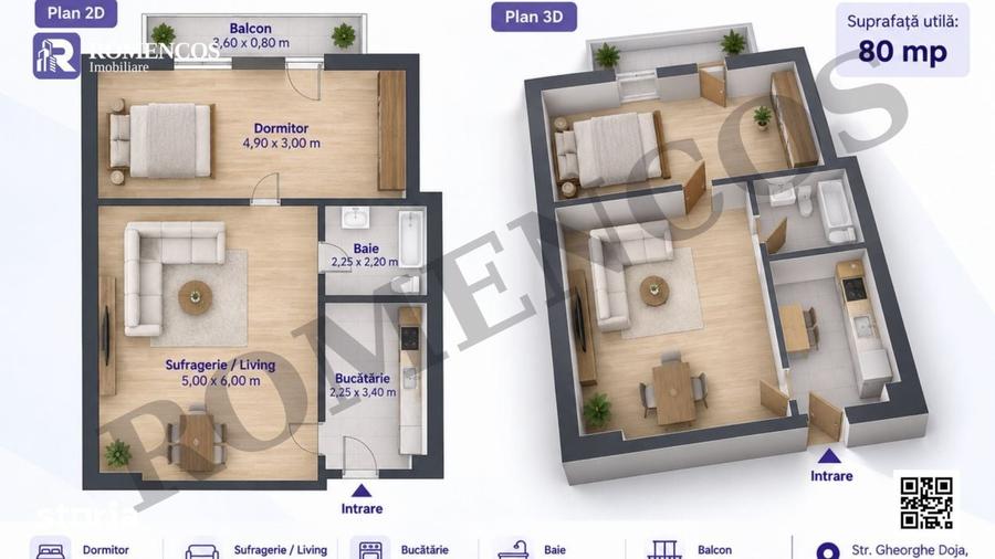 Apartament cu 2 camere în Craiovei
