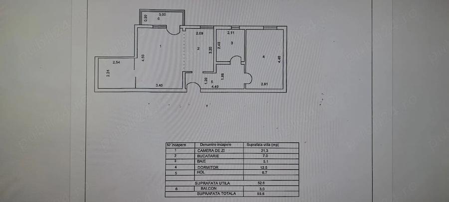 Apartament cu 2 camere decomandat în Piața Veche