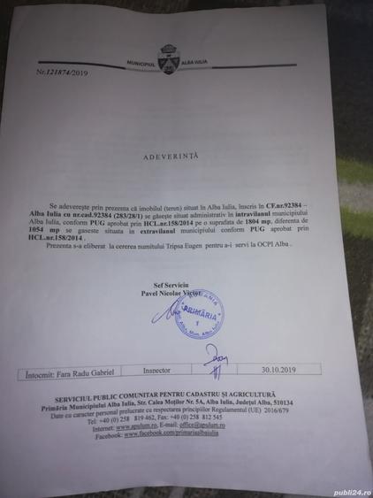 Teren de 2858 mp, în Central
