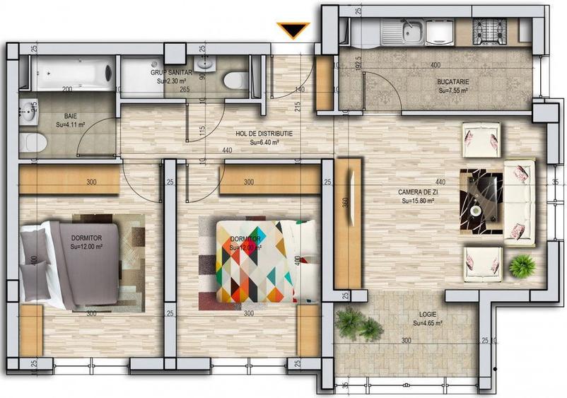 Apartament cu 3 camere decomandat în Militari