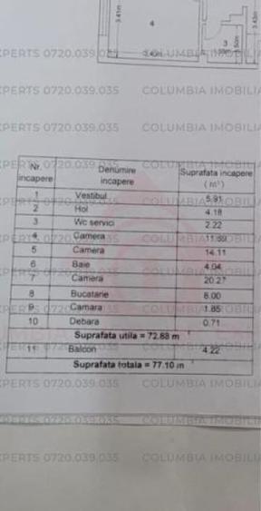 Apartament cu 3 camere în Brâncoveanu