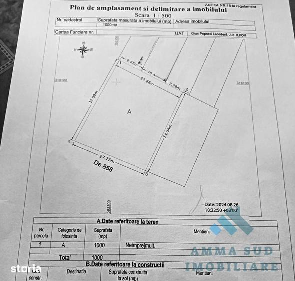 Teren intravilan 1.000 mp - Parohie Popesti - Solstitiului / Viilor - 2
