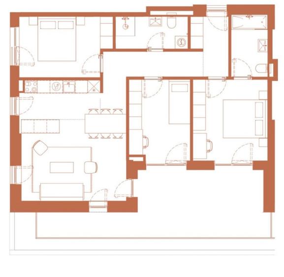 Apartament 4 camere 86.1 mp + logie de 26 mp in Hexagon - 2