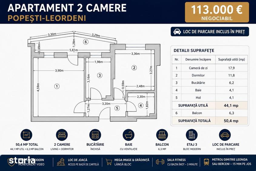 Apartament 2 camere | parcare inclusa | La 15 minute de metrou - 9