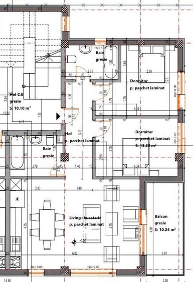 Apartament cu 3 camere decomandat în Sud