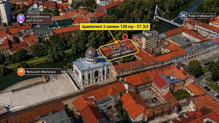 Apartament cu 3 camere decomandat în Ultracentral