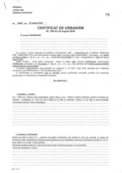 Teren de 1756 mp, în Popricani