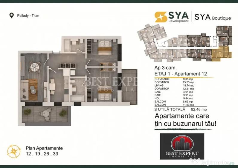 Apartament cu 3 camere decomandat în Theodor Pallady