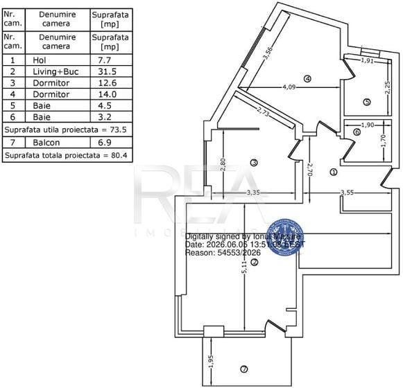 Apartament cu 3 camere decomandat în Moșilor