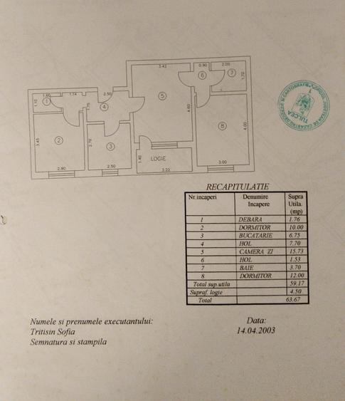 Apartament 3 camere cartier VEST - 64mp - 10