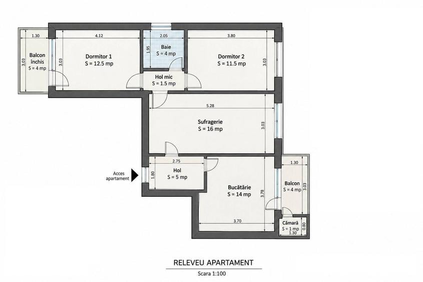 Apartament cu 3 camere în Grigorescu
