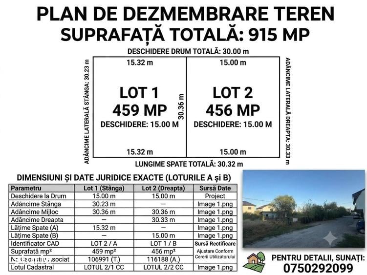 Teren de 915 mp, în Central