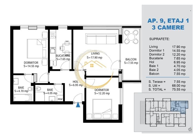 Apartament cu 3 camere decomandat în Theodor Pallady