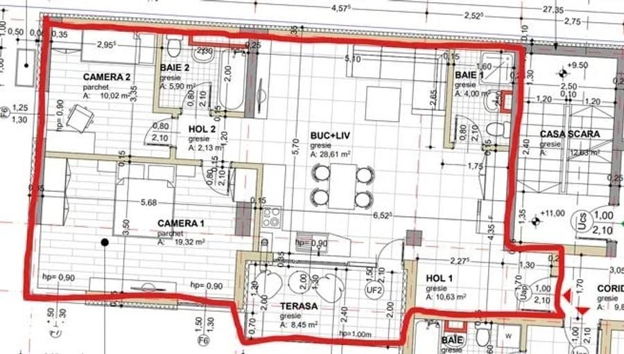 Apartament cu 3 camere semidecomandat, mobilat în Central