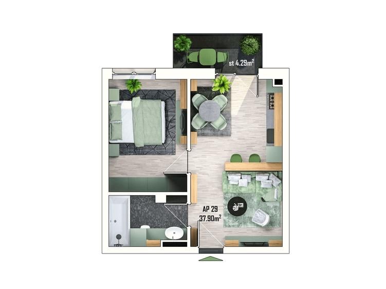 Apartament cu 2 camere în Apahida