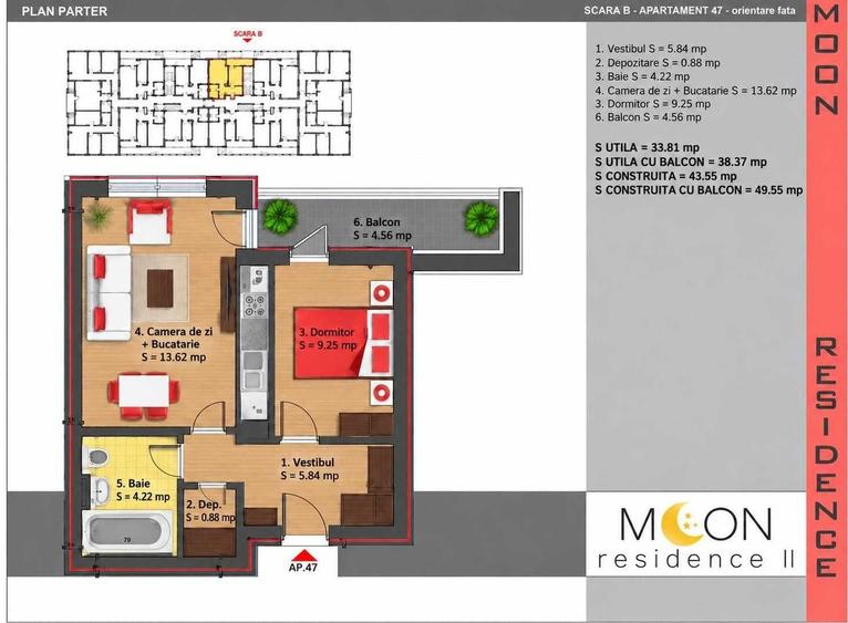 Apartament cu 2 camere decomandat în Central