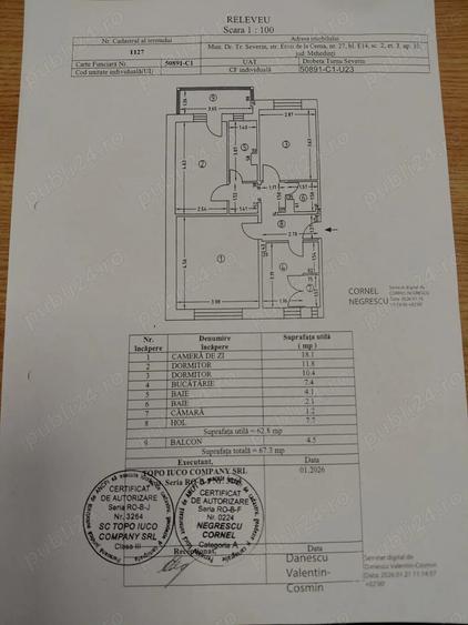 Apartament cu 3 camere decomandat în Traian