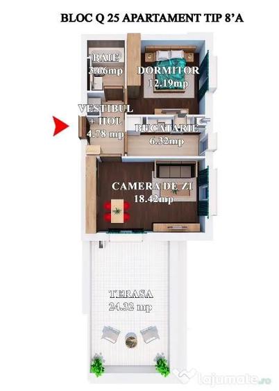 Apartament cu 2 camere decomandat în Ștefăneștii de Jos