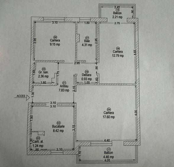 Apartament cu 3 camere decomandat în Micălaca