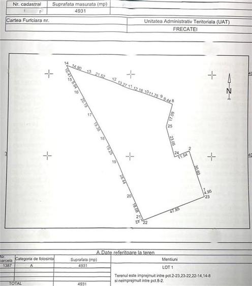 Teren Construcții intravilan de 4931 mp, în Frecăței