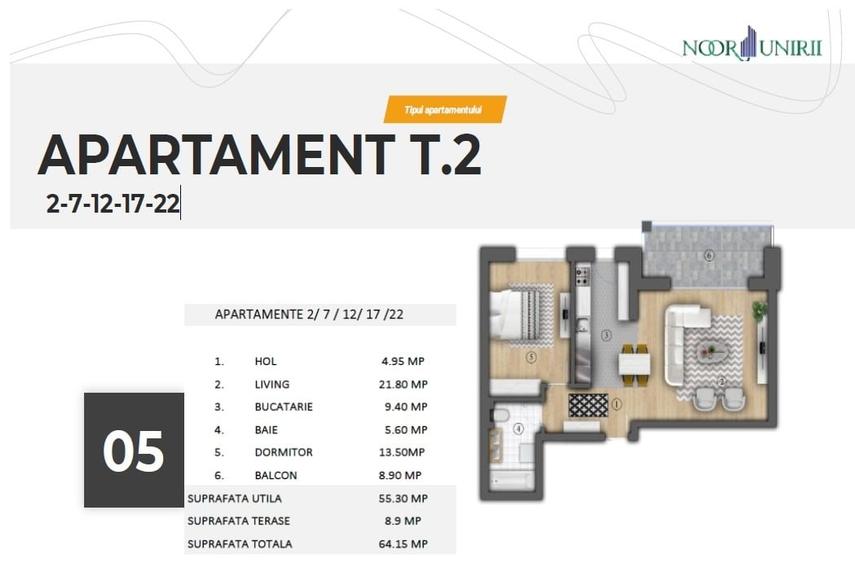 Apartament cu 2 camere decomandat, mobilat în Unirii