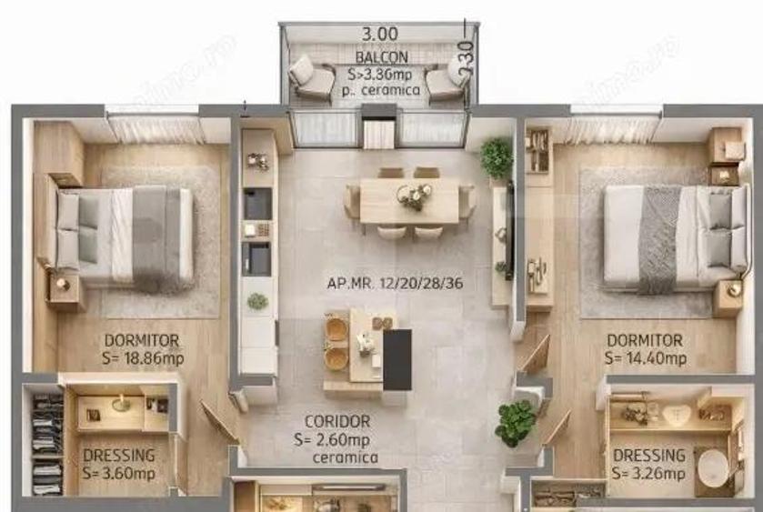 Apartament cu 2 camere semidecomandat în Calea Moldovei