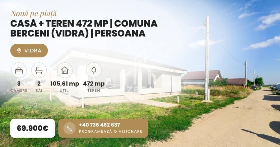 Casă individuală cu 3 camere cu Teren 472 Mp în Vidra