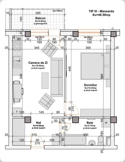 Apartament cu 2 camere decomandat în Baciu