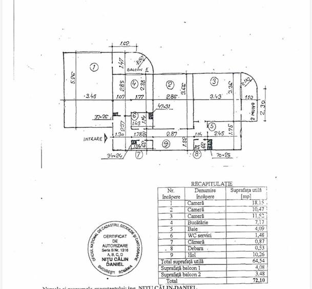 Apartament cu 3 camere decomandat în Militari