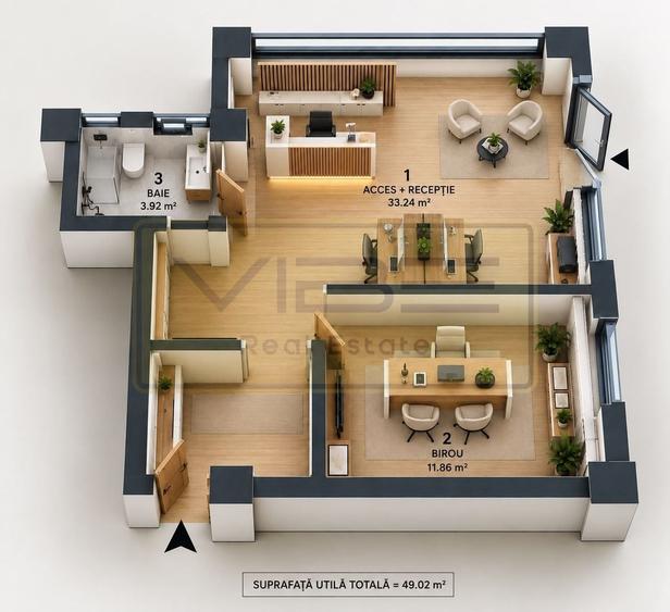 Apartament cu 2 camere semidecomandat în Central