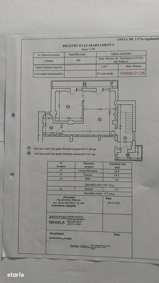 Apartament cu 2 camere, mobilat în Nord