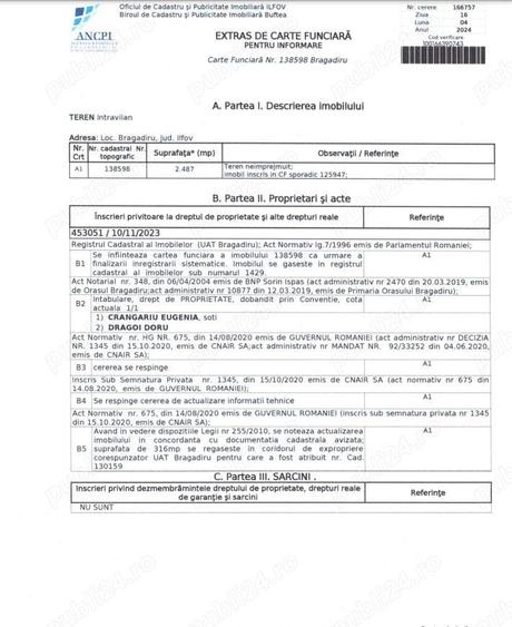 Teren de 2487 mp, în Central