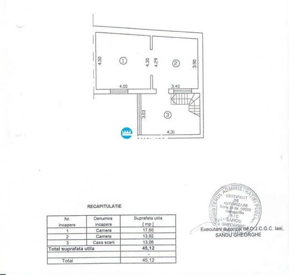 Duplex cu 3 camere cu Canalizare în Păcurari