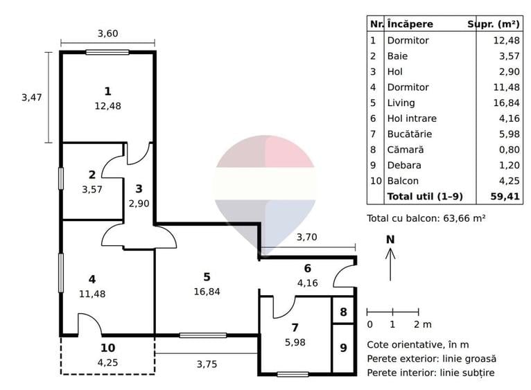 Apartament cu 3 camere semidecomandat, mobilat în Giulești